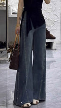 Rhinestone Panel Wide-Leg Jeans.