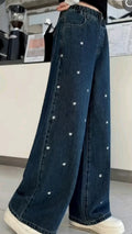 Daisy Embroidered Wide-Leg Jeans