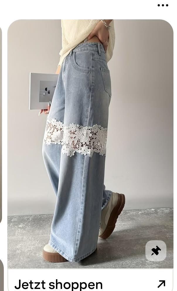 Ribbon Lace-Up Wide-Leg Jeans