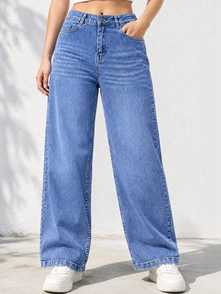 Classic Light Wash Wide-Leg Jeans