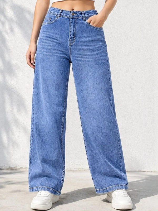 Classic Light Wash Wide-Leg Jeans