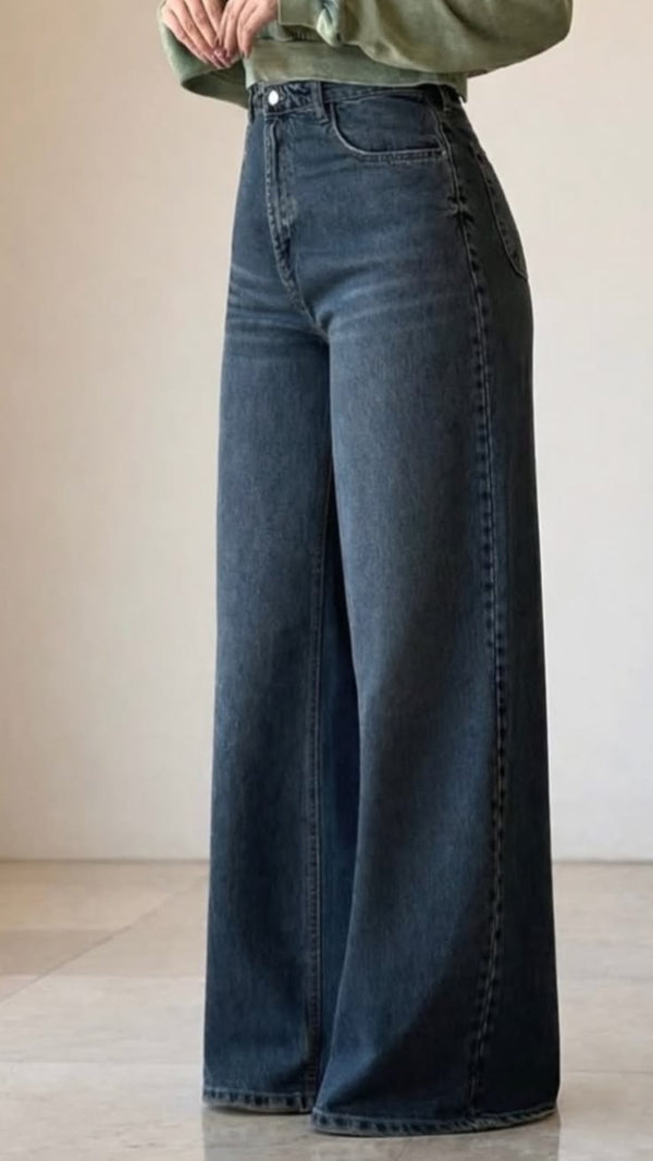 Classic Dark Wash Wide-Leg Jeans