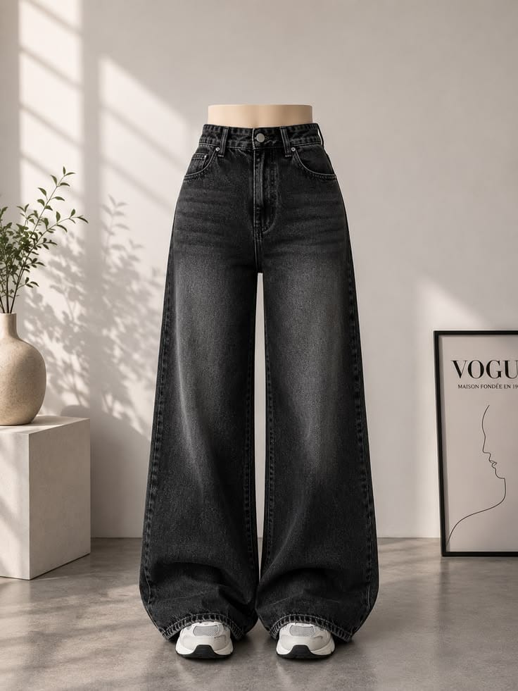 Oversized Black Wide-Leg Jeans