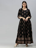 Black Printed Anarkali Set