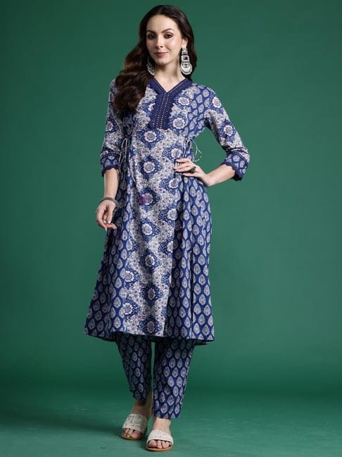 Royal Blue Printed Kurta Set