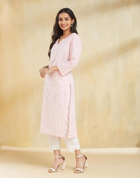 Baby Pink Cotton Kurta Set