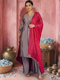 Grey & Magenta Festive Kurta Set