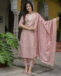 Dusty Rose Embroidered Kurta Set