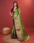 Olive Green Banarasi Silk Saree