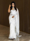 Classic White Soft Linen Saree