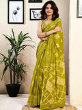 Lime Green Handloom Cotton Saree