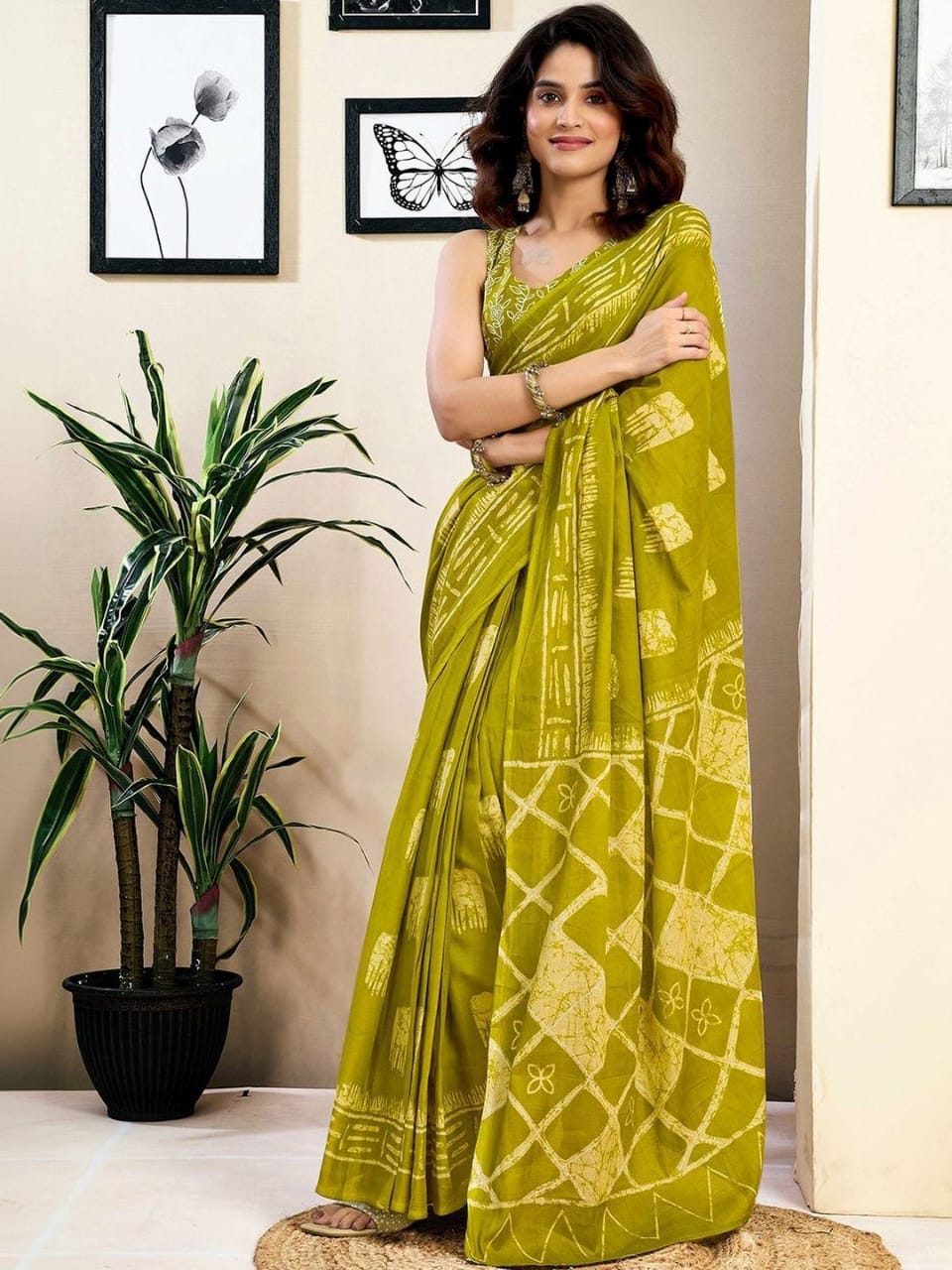 Lime Green Handloom Cotton Saree