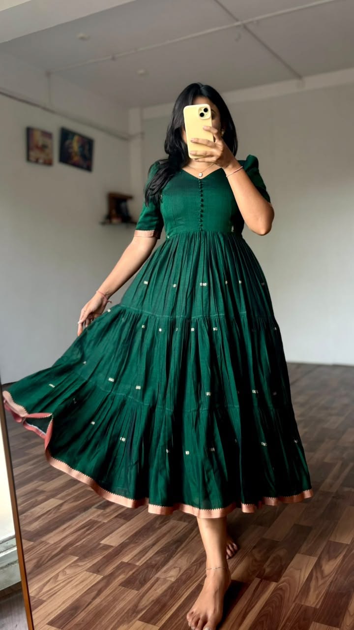 Emerald Green Tiered Dress