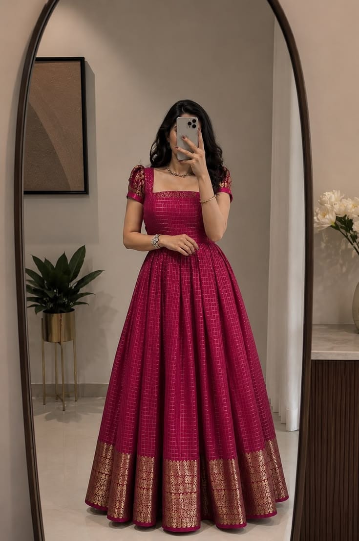 Magenta Banarasi Gown