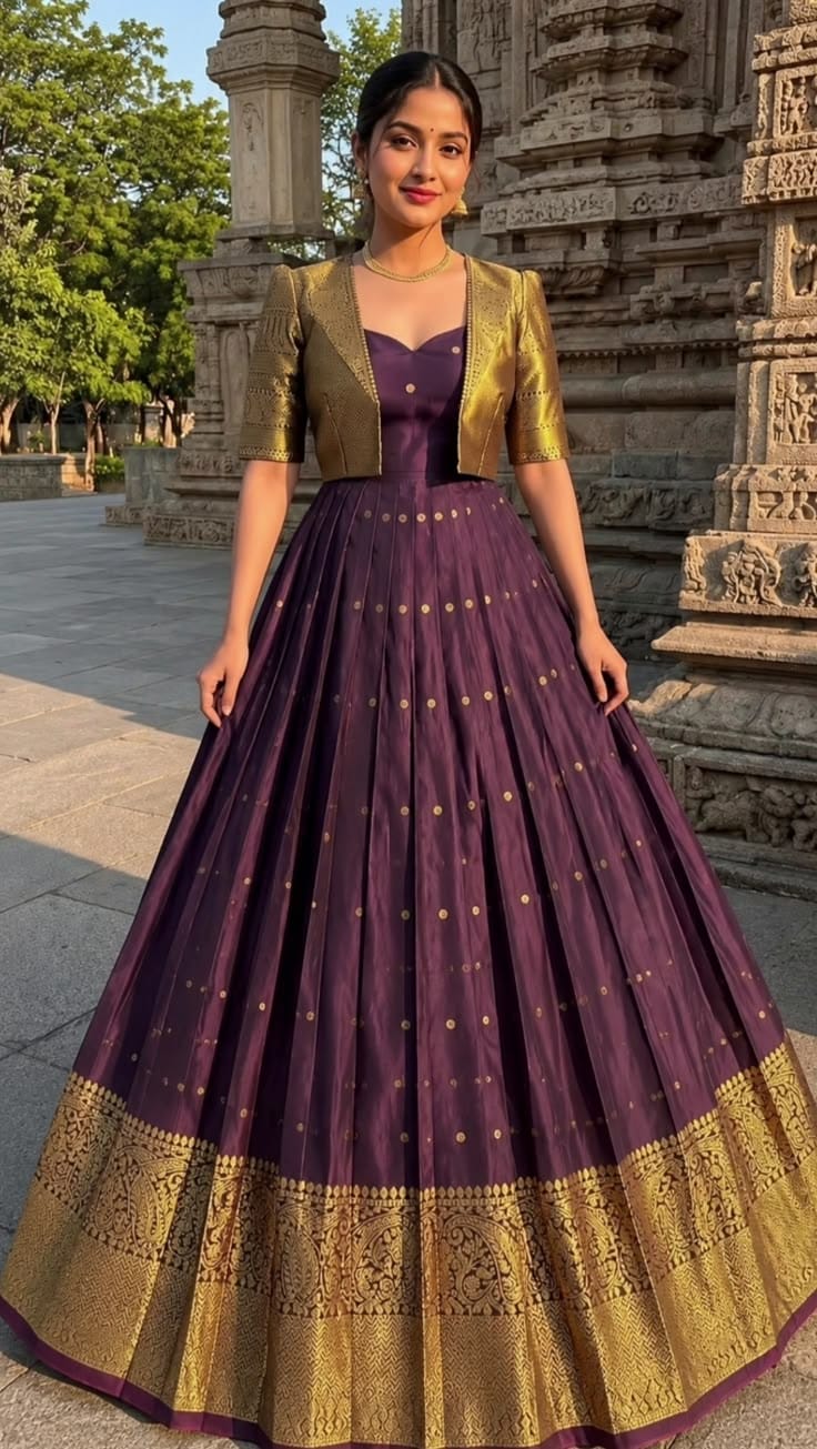Purple Silk Ethnic Dress