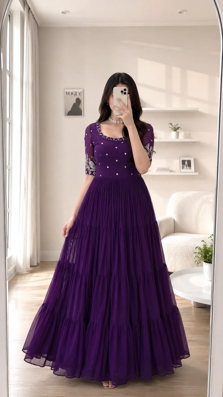 Purple Georgette Gown