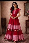 Crimson Tiered Ethnic Dress