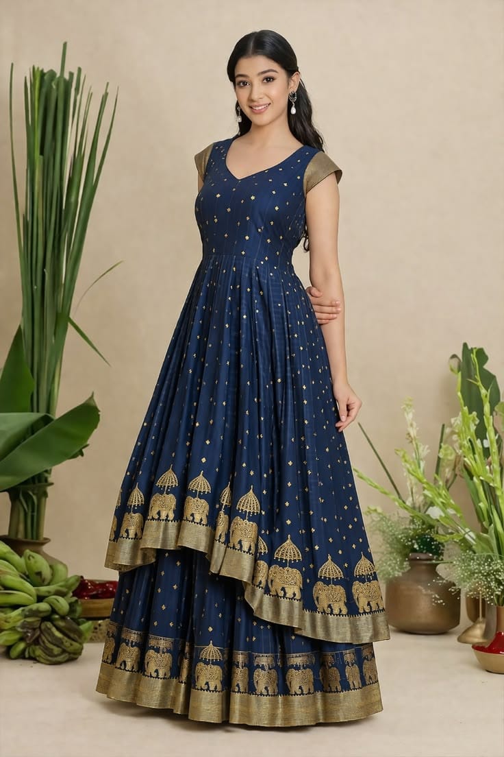 Navy Elephant Print Dress