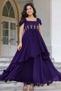 Royal Purple Layered Evening Gown