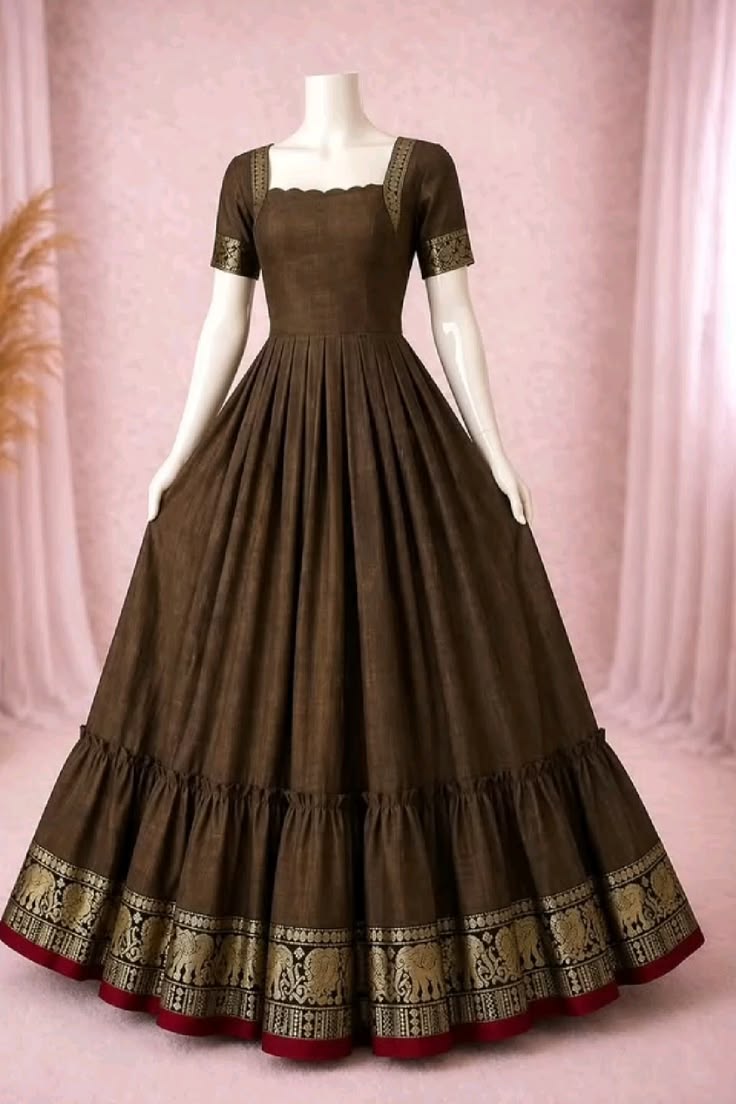 Chocolate Brown Banarasi Gown