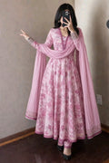 Blush Pink Floral Anarkali Suit Set..