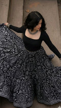 Black Printed Lehenga Skirt with Crop Top..