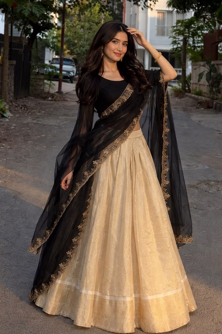 Black & Gold Festive Lehenga Set..