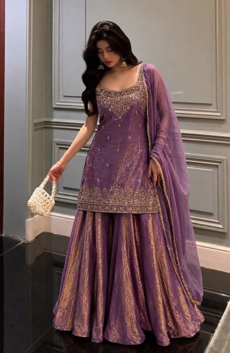Lavender Designer Festive Sharara Set..