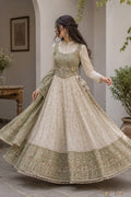 Sage Green Floral Anarkali Dress Set..